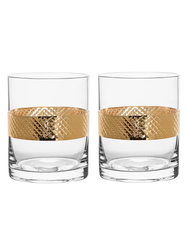 Set of 4 Gold Band Drinks Tumblers