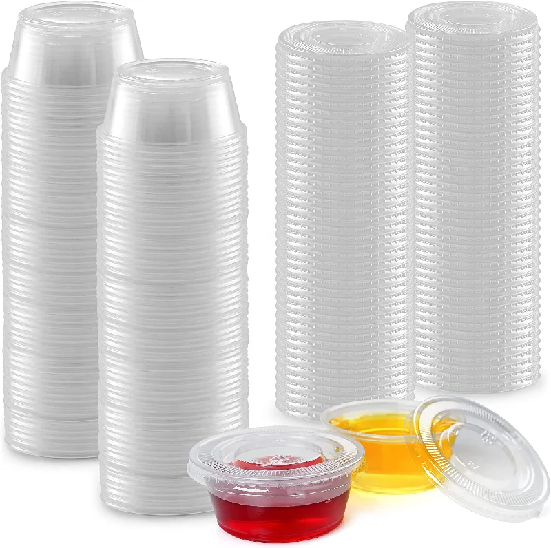 Disposable Condiment Cups with Lids (3.25 Ounce, 50 Cups)