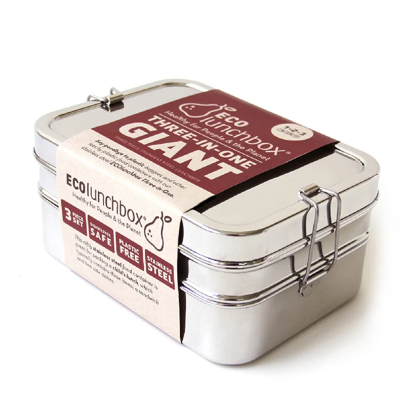 ECOlunchbox Three in One Giant Stainless Steel Food Container Set