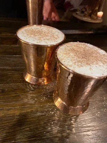 Engraved Hammered Copper Eggnog Set