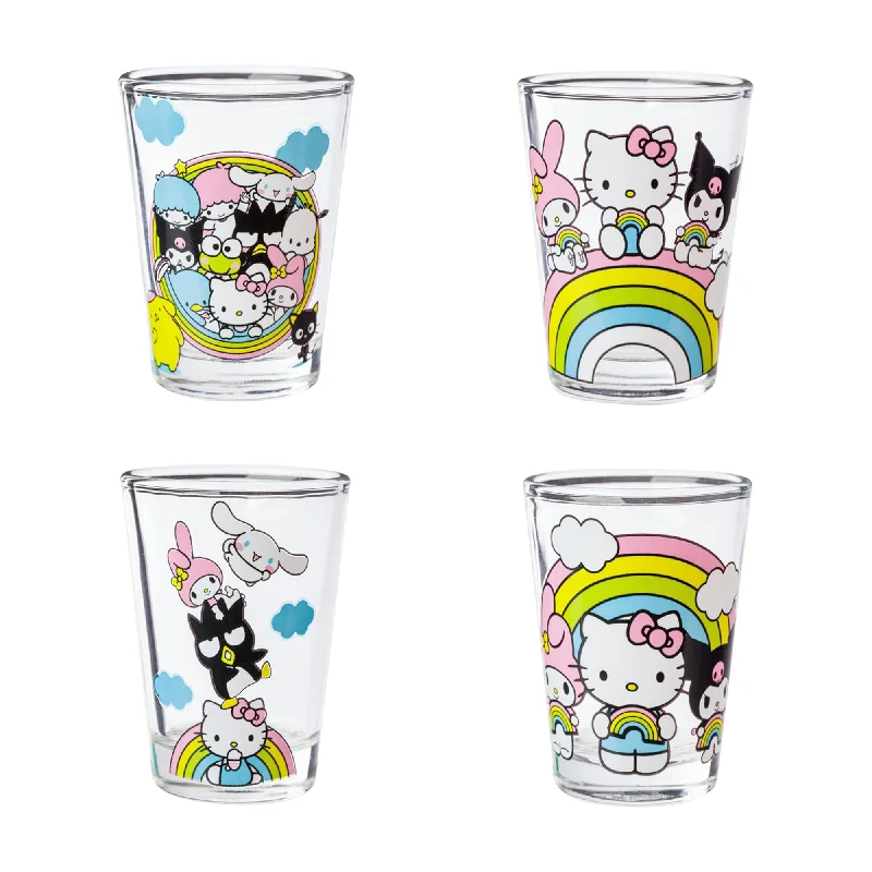 Hello Kitty and Friends Mini Glass 4-Piece Set (Rainbows)