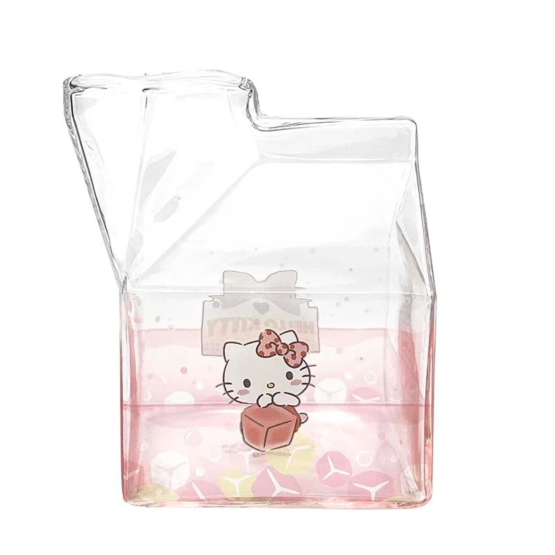 Hello Kitty Kawaii Glass Milk Carton Cup