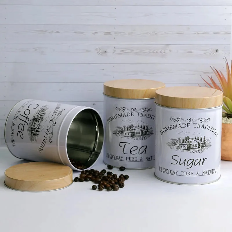 Rustic Homemade Tradition Vintage Storage Canisters | Set of 3