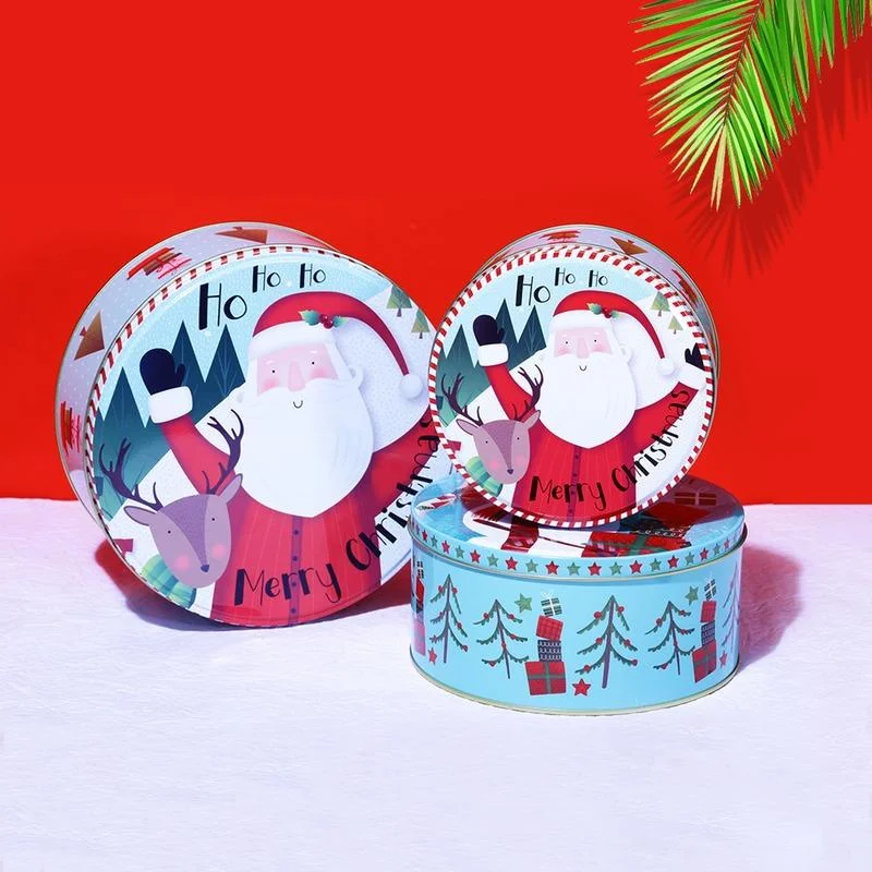 Joyful Santa Round Storage Box | Set of 3