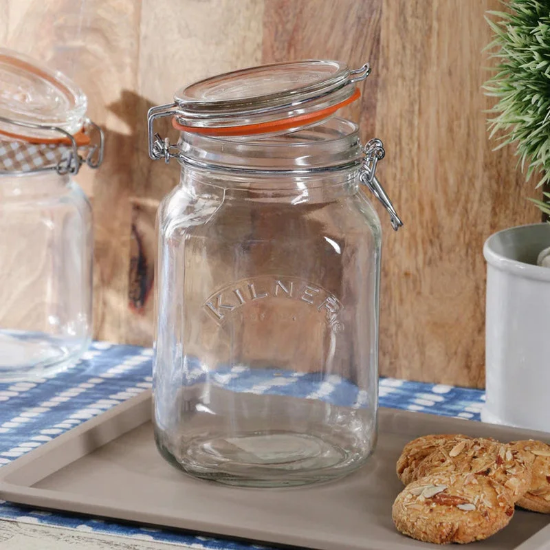 Kilner Glass Clip Top Square Spice Jar | 1.5 Liter