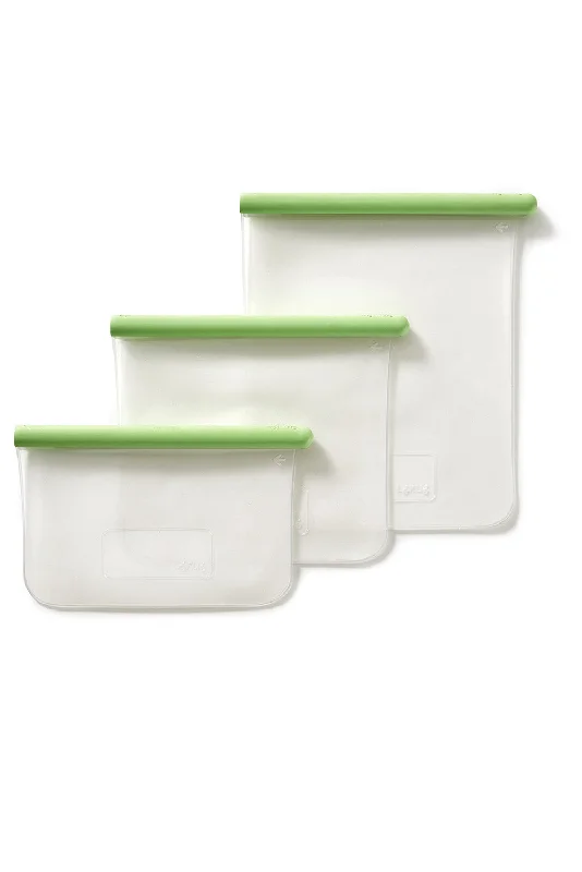 Lekue Reusable Silicone Flat Bags, Airtight for Storage, Set of 3