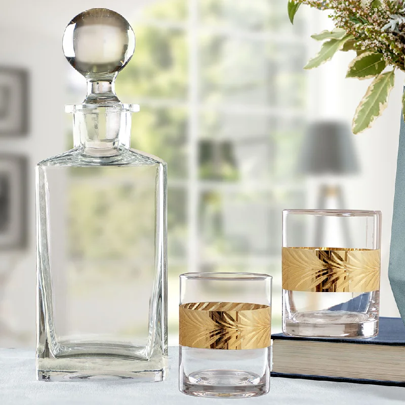 Luxury Decanter and Gold Band Tumblers