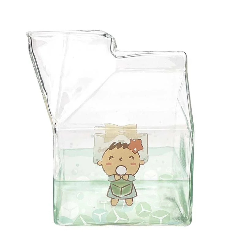 Minna No Tabo Kawaii Glass Milk Carton Cup