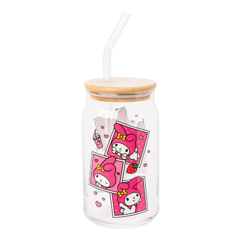 My Melody Snacks Bamboo Lidded Glass Tumbler