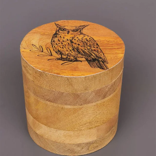 Owl Wooden Eco Friendly Jars | 250Ml | 4 x 4 inches