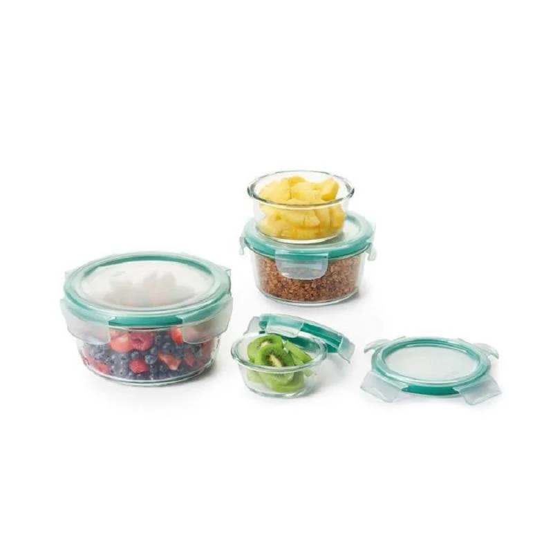 OXO 8-Piece Smart Seal Round Glass Container Set