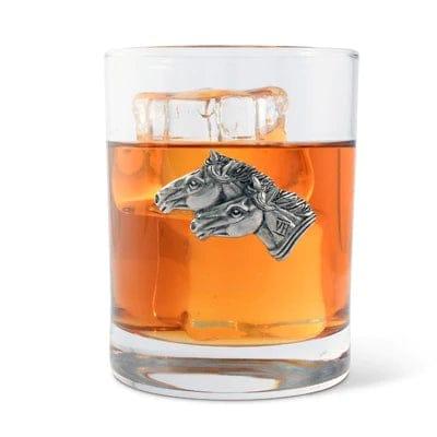 Pewter Horses Double Old Fashioned Glasses