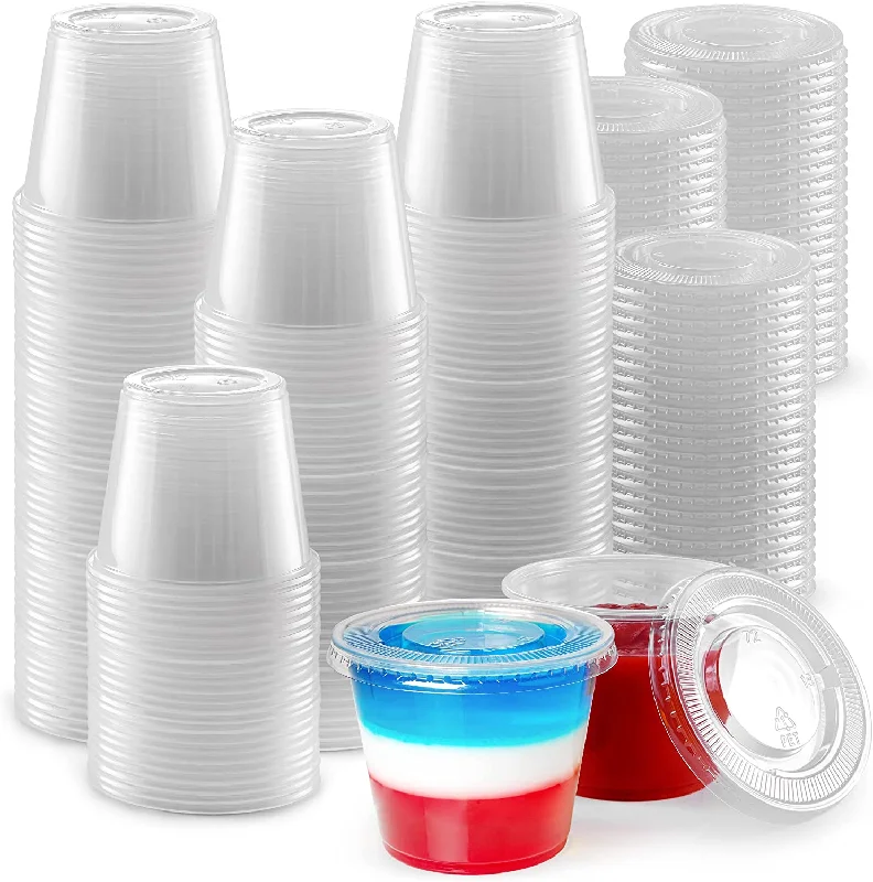 Plastic Condiment Container with Lids (5.5 oz, 100 Cups)