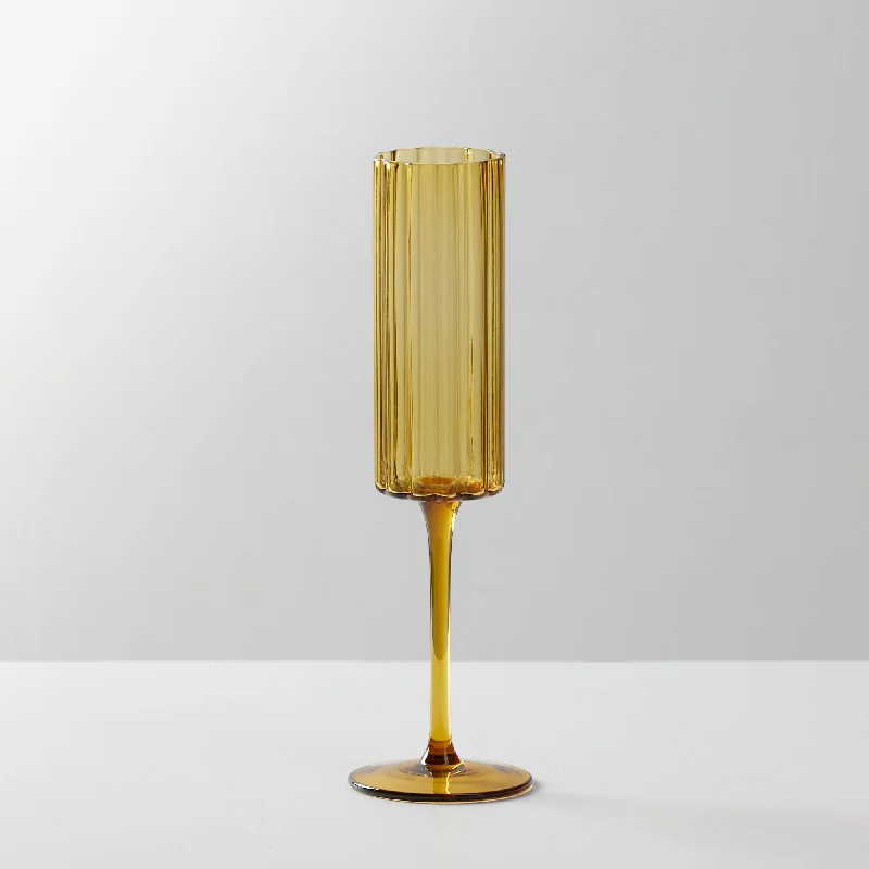 Ripples Champagne Glass - Light Amber