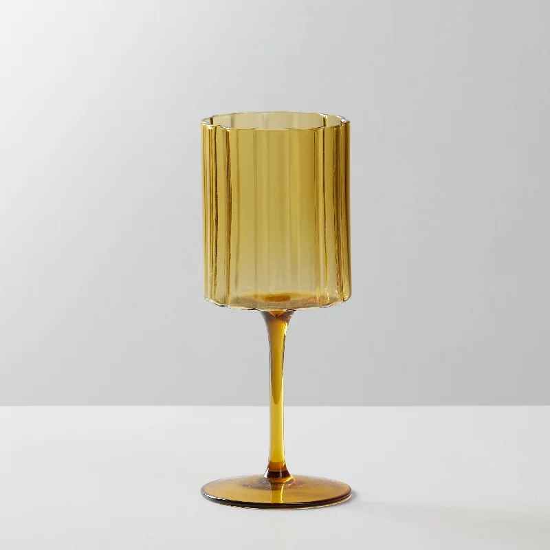 Ripples Wine Glass - Light Amber