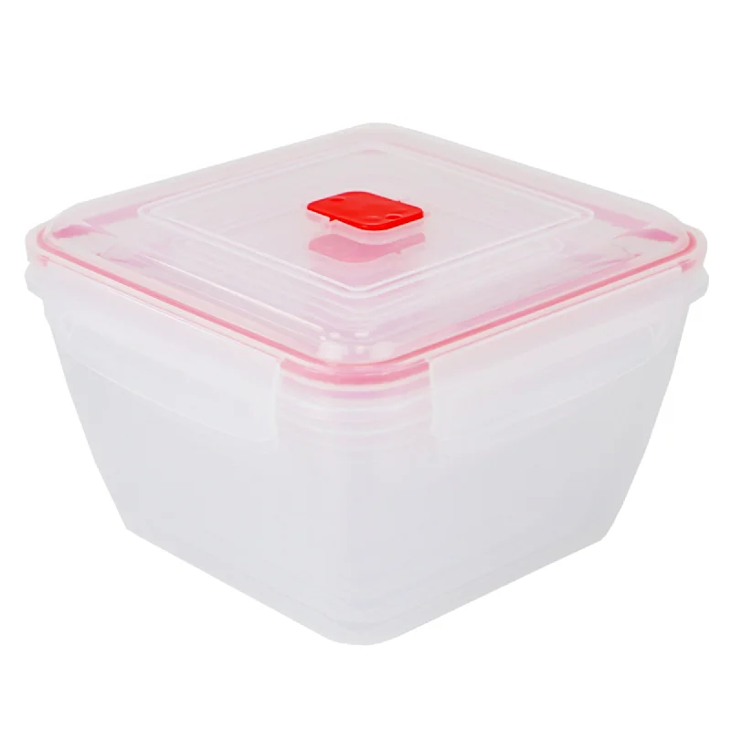 10 Piece Locking Square Plastic Food Storage Containers with Ventilated Snap-On Lids, Red