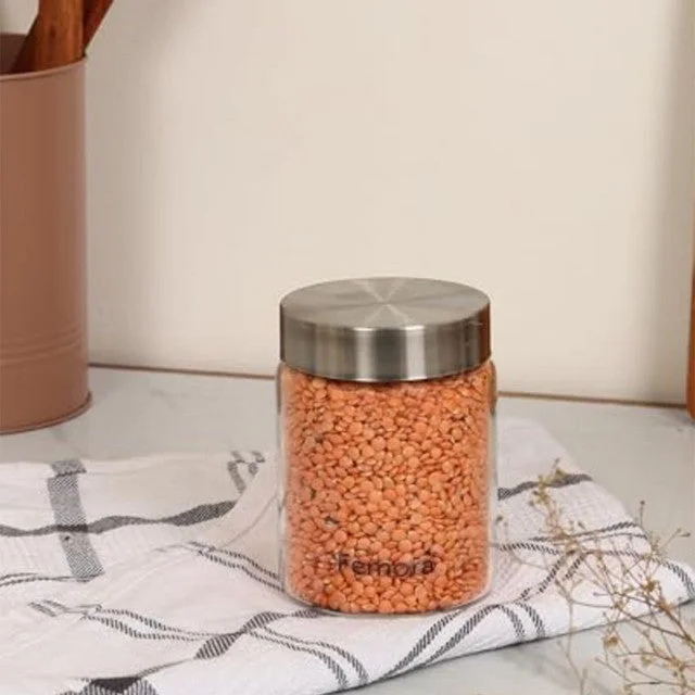 Screw  Borosilicate Glass Jar With Steel Lid | 350ml