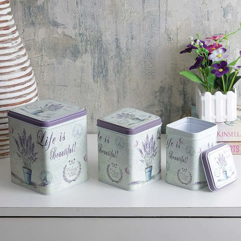 Lilac Pattern Storage Tins | Set of 3