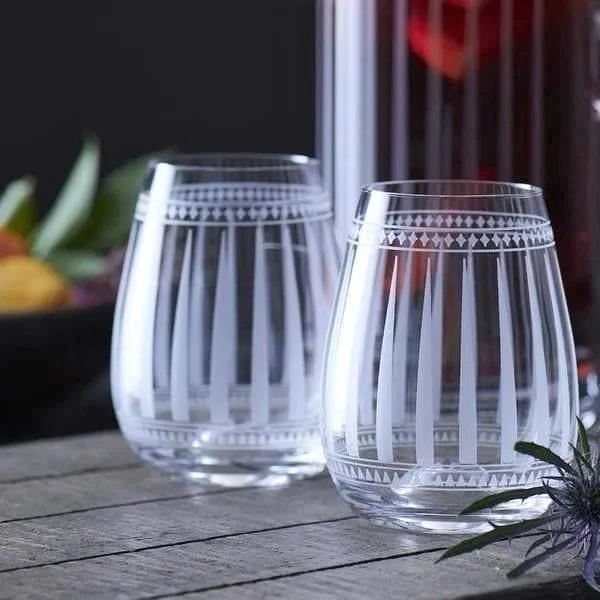 Stemless Crystal Wine Glasses - Set of 2