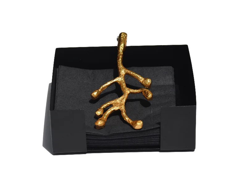 Vibhsa Napkin Holder Dinning Decor (Golden Olive Bud)