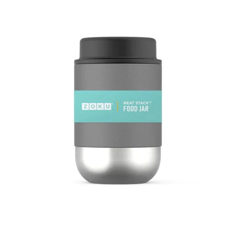 Zoku Double Wall Vacuum Insulated Stainless Steel Food Jar | Grey | 4 x 6 inches