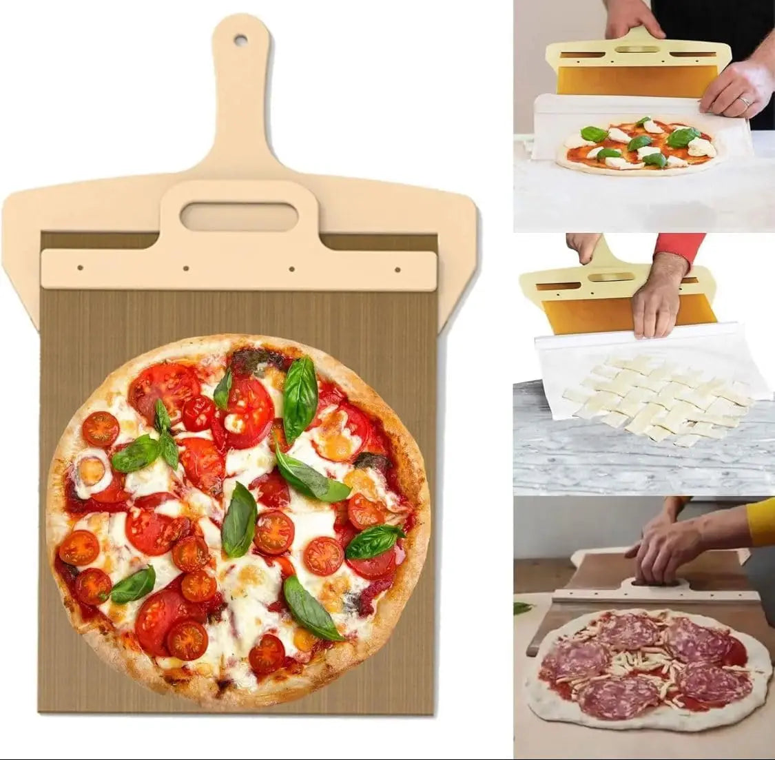 Sliding Pizza Peel Shovel Storage Board Pala Pizza Scorrevole Wooden Handle Transfer Pizza Spatula Bread Kitchen Baking Tools